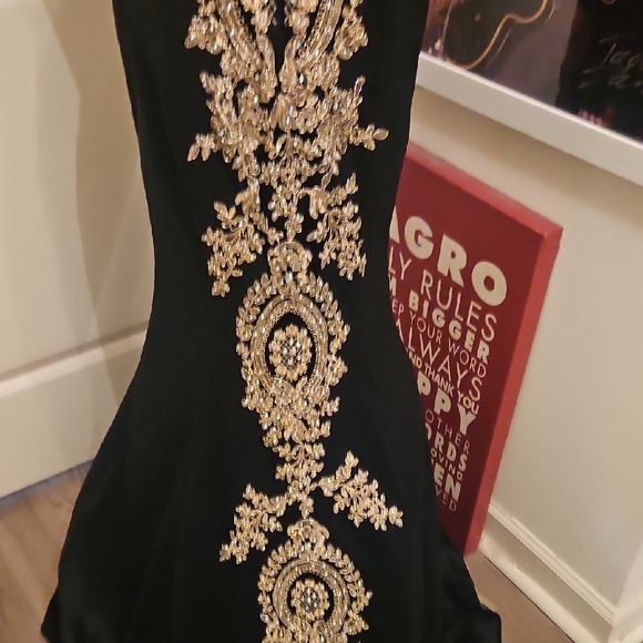 Anny Lee Black Maxi Dress with Gold Embellishment - Picture 11 of 13